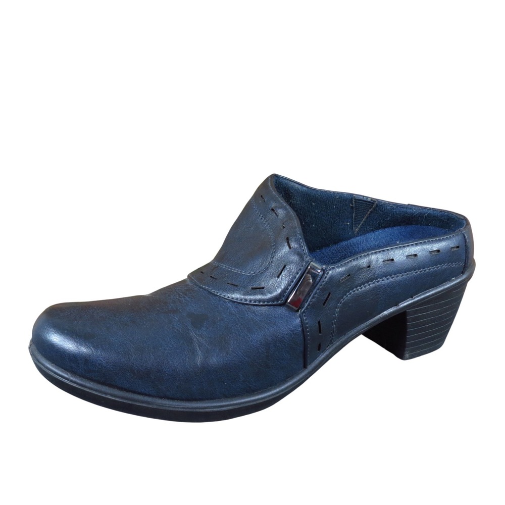 Easy Street Cynthia Womens Clog Mule Size 7.5 M Comfort Work Navy Blue Synthetic